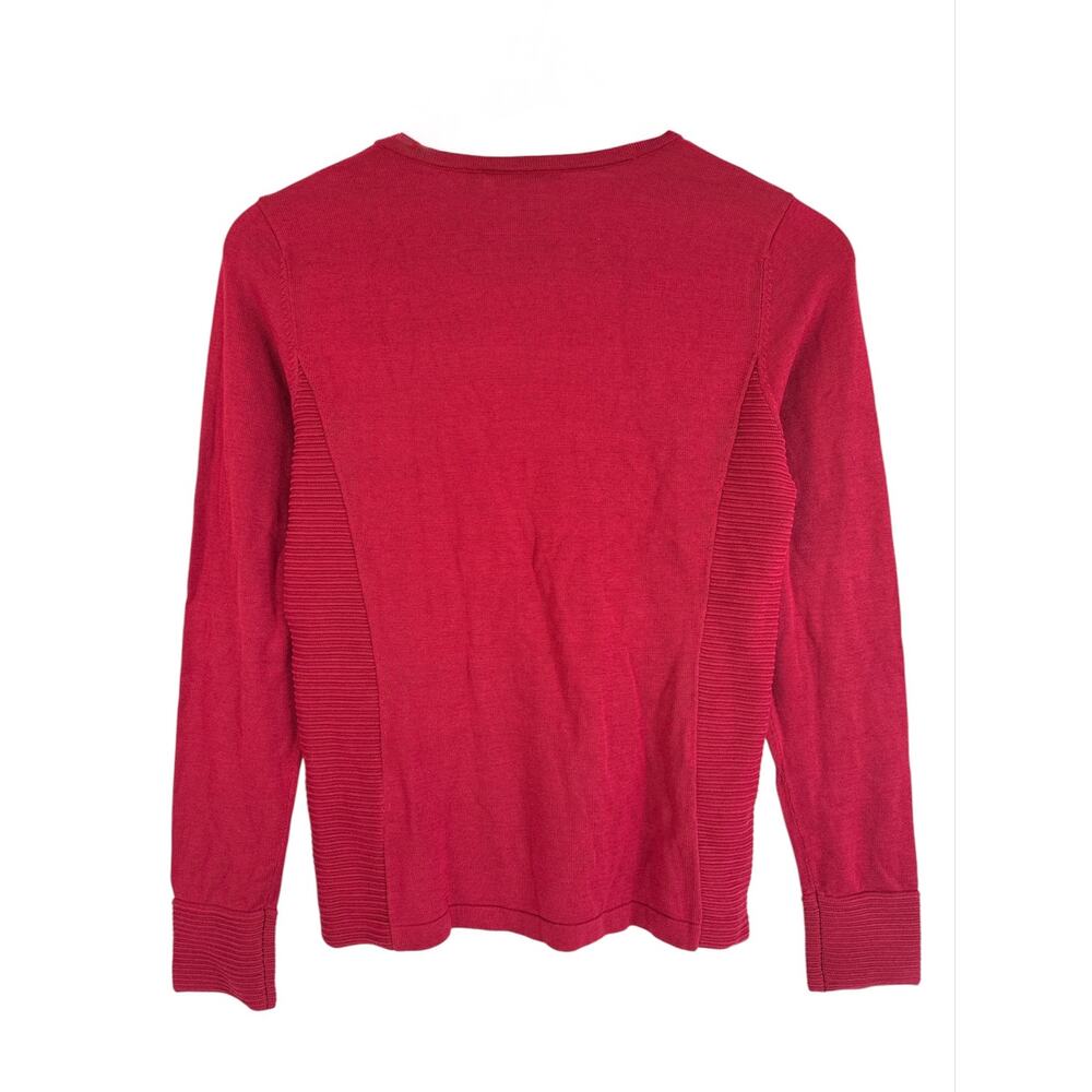 NWT Carlisle Women’s Crewneck Sweater Pepper Red Silk Cotton Ribbed Size S - Picture 2 of 10